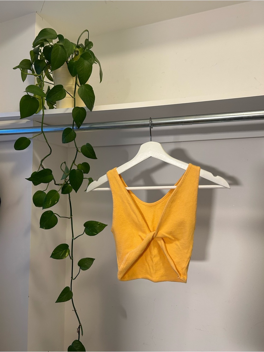 Urban Outfitters Yellow Twist-Front Crop Tank